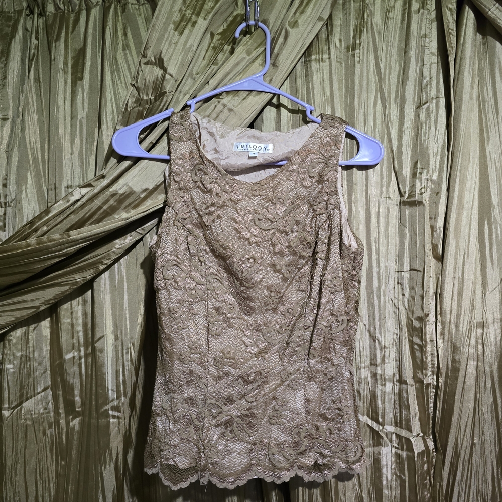 Beige Lace Sleeveless Top – Trilogy by Rampage